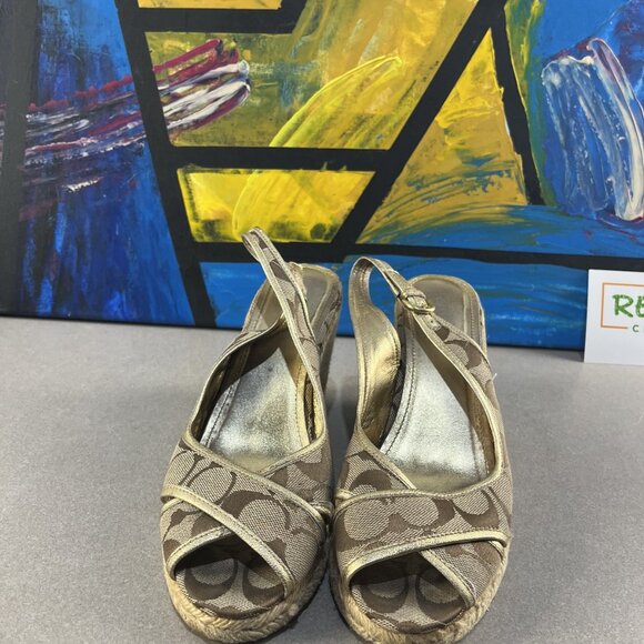 Women’s Coach Espadrille Wedge Sandals (Beige, Size 9 US) - Picture 3 of 7